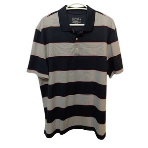 Chaps Men's Striped Golf Shirt Navy White Red Size L